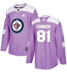 Men's Adidas Winnipeg Jets #81 Kyle Connor Authentic Purple Fights Cancer Practice NHL Jersey