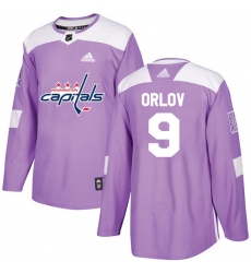 Men's Adidas Washington Capitals #9 Dmitry Orlov Authentic Purple Fights Cancer Practice NHL Jersey