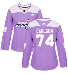 Women's Adidas Washington Capitals #74 John Carlson Authentic Purple Fights Cancer Practice NHL Jersey