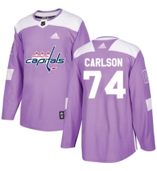 Youth Adidas Washington Capitals #74 John Carlson Authentic Purple Fights Cancer Practice NHL Jersey