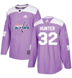 Youth Adidas Washington Capitals #32 Dale Hunter Authentic Purple Fights Cancer Practice NHL Jersey