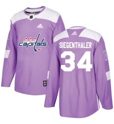 Youth Adidas Washington Capitals #34 Jonas Siegenthaler Authentic Purple Fights Cancer Practice NHL Jersey