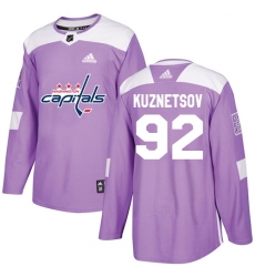 Men's Adidas Washington Capitals #92 Evgeny Kuznetsov Authentic Purple Fights Cancer Practice NHL Jersey