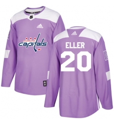 Men's Adidas Washington Capitals #20 Lars Eller Authentic Purple Fights Cancer Practice NHL Jersey