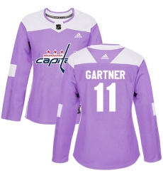 Women's Adidas Washington Capitals #11 Mike Gartner Authentic Purple Fights Cancer Practice NHL Jersey