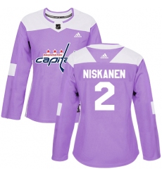 Women's Adidas Washington Capitals #2 Matt Niskanen Authentic Purple Fights Cancer Practice NHL Jersey