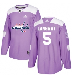 Men's Adidas Washington Capitals #5 Rod Langway Authentic Purple Fights Cancer Practice NHL Jersey