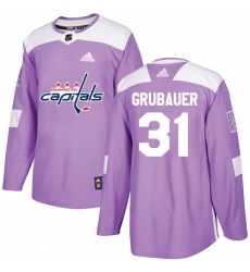 Men's Adidas Washington Capitals #31 Philipp Grubauer Authentic Purple Fights Cancer Practice NHL Jersey