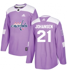 Men's Adidas Washington Capitals #21 Lucas Johansen Authentic Purple Fights Cancer Practice NHL Jersey