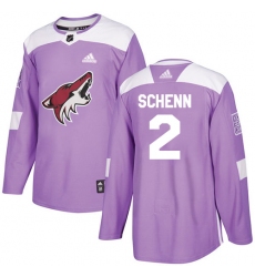 Youth Adidas Arizona Coyotes #2 Luke Schenn Authentic Purple Fights Cancer Practice NHL Jersey