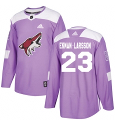 Men's Adidas Arizona Coyotes #23 Oliver Ekman-Larsson Authentic Purple Fights Cancer Practice NHL Jersey