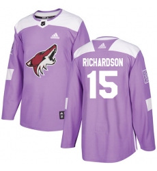 Youth Adidas Arizona Coyotes #15 Brad Richardson Authentic Purple Fights Cancer Practice NHL Jersey