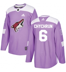 Men's Adidas Arizona Coyotes #6 Jakob Chychrun Authentic Purple Fights Cancer Practice NHL Jersey