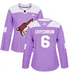 Women's Adidas Arizona Coyotes #6 Jakob Chychrun Authentic Purple Fights Cancer Practice NHL Jersey