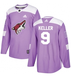 Youth Adidas Arizona Coyotes #9 Clayton Keller Authentic Purple Fights Cancer Practice NHL Jersey