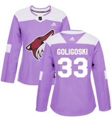 Women's Adidas Arizona Coyotes #33 Alex Goligoski Authentic Purple Fights Cancer Practice NHL Jersey