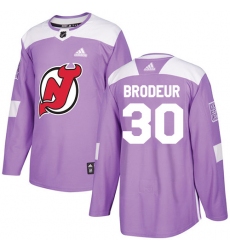 Men's Adidas New Jersey Devils #30 Martin Brodeur Authentic Purple Fights Cancer Practice NHL Jersey