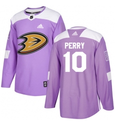 Men's Adidas Anaheim Ducks #10 Corey Perry Authentic Purple Fights Cancer Practice NHL Jersey