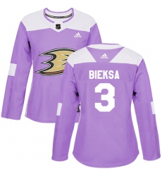 Women's Adidas Anaheim Ducks #3 Kevin Bieksa Authentic Purple Fights Cancer Practice NHL Jersey