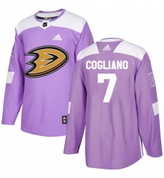 Men's Adidas Anaheim Ducks #7 Andrew Cogliano Authentic Purple Fights Cancer Practice NHL Jersey