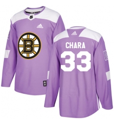 Youth Adidas Boston Bruins #33 Zdeno Chara Authentic Purple Fights Cancer Practice NHL Jersey