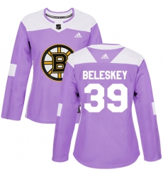 Women's Adidas Boston Bruins #39 Matt Beleskey Authentic Purple Fights Cancer Practice NHL Jersey