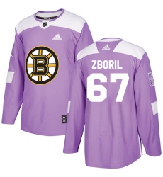 Men's Adidas Boston Bruins #67 Jakub Zboril Authentic Purple Fights Cancer Practice NHL Jersey