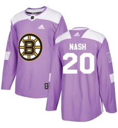 Men's Adidas Boston Bruins #20 Riley Nash Authentic Purple Fights Cancer Practice NHL Jersey