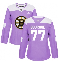 Women's Adidas Boston Bruins #77 Ray Bourque Authentic Purple Fights Cancer Practice NHL Jersey