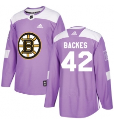 Men's Adidas Boston Bruins #42 David Backes Authentic Purple Fights Cancer Practice NHL Jersey