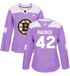 Women's Adidas Boston Bruins #42 David Backes Authentic Purple Fights Cancer Practice NHL Jersey