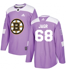 Men's Adidas Boston Bruins #68 Jaromir Jagr Authentic Purple Fights Cancer Practice NHL Jersey