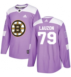 Men's Adidas Boston Bruins #79 Jeremy Lauzon Authentic Purple Fights Cancer Practice NHL Jersey