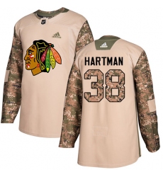 Men's Adidas Chicago Blackhawks #38 Ryan Hartman Authentic Camo Veterans Day Practice NHL Jersey