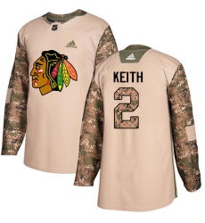 Men's Adidas Chicago Blackhawks #2 Duncan Keith Authentic Camo Veterans Day Practice NHL Jersey