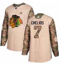 Men's Adidas Chicago Blackhawks #7 Chris Chelios Authentic Camo Veterans Day Practice NHL Jersey