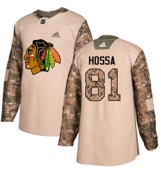 Men's Adidas Chicago Blackhawks #81 Marian Hossa Authentic Camo Veterans Day Practice NHL Jersey