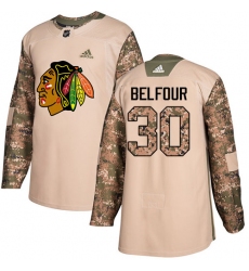 Men's Adidas Chicago Blackhawks #30 ED Belfour Authentic Camo Veterans Day Practice NHL Jersey