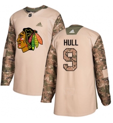 Men's Adidas Chicago Blackhawks #9 Bobby Hull Authentic Camo Veterans Day Practice NHL Jersey