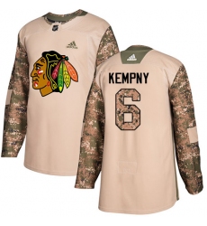 Men's Adidas Chicago Blackhawks #6 Michal Kempny Authentic Camo Veterans Day Practice NHL Jersey