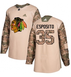 Men's Adidas Chicago Blackhawks #35 Tony Esposito Authentic Camo Veterans Day Practice NHL Jersey