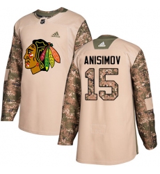 Men's Adidas Chicago Blackhawks #15 Artem Anisimov Authentic Camo Veterans Day Practice NHL Jersey