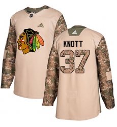 Men's Adidas Chicago Blackhawks #37 Graham Knott Authentic Camo Veterans Day Practice NHL Jersey