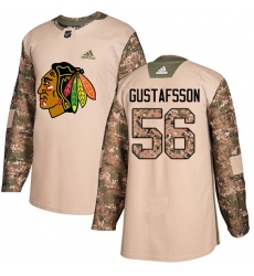 Youth Adidas Chicago Blackhawks #56 Erik Gustafsson Authentic Camo Veterans Day Practice NHL Jersey