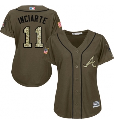 Women's Majestic Atlanta Braves #11 Ender Inciarte Authentic Green Salute to Service MLB Jersey