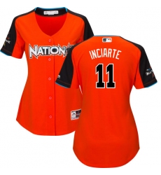 Women's Majestic Atlanta Braves #11 Ender Inciarte Authentic Orange National League 2017 MLB All-Star MLB Jersey