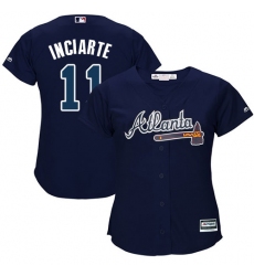 Women's Majestic Atlanta Braves #11 Ender Inciarte Replica Blue Alternate Road Cool Base MLB Jersey