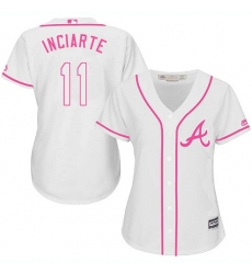 Women's Majestic Atlanta Braves #11 Ender Inciarte Replica White Fashion Cool Base MLB Jersey