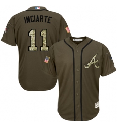 Youth Majestic Atlanta Braves #11 Ender Inciarte Authentic Green Salute to Service MLB Jersey