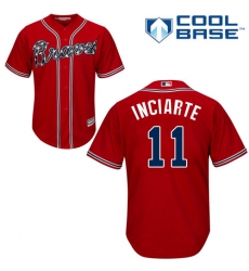 Youth Majestic Atlanta Braves #11 Ender Inciarte Authentic Red Alternate Cool Base MLB Jersey